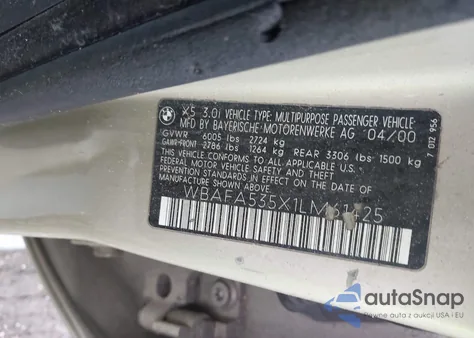 2001 BMW X5 3.0 из США, поврежденный, VIN WBAFA535X1LM61425